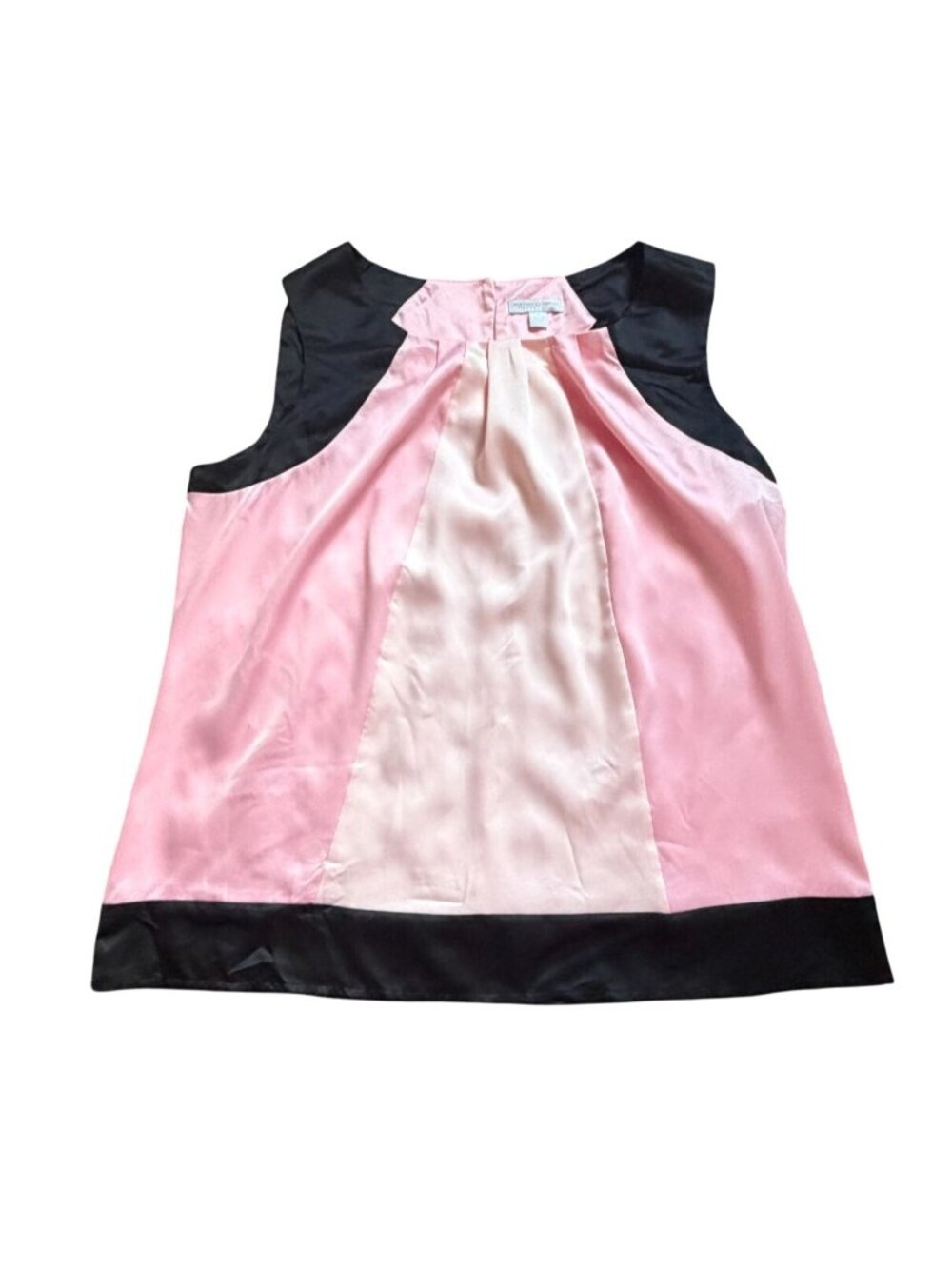 New York & Company Sleeveless Silky Blouse-Pink/Black-XL-NWF
